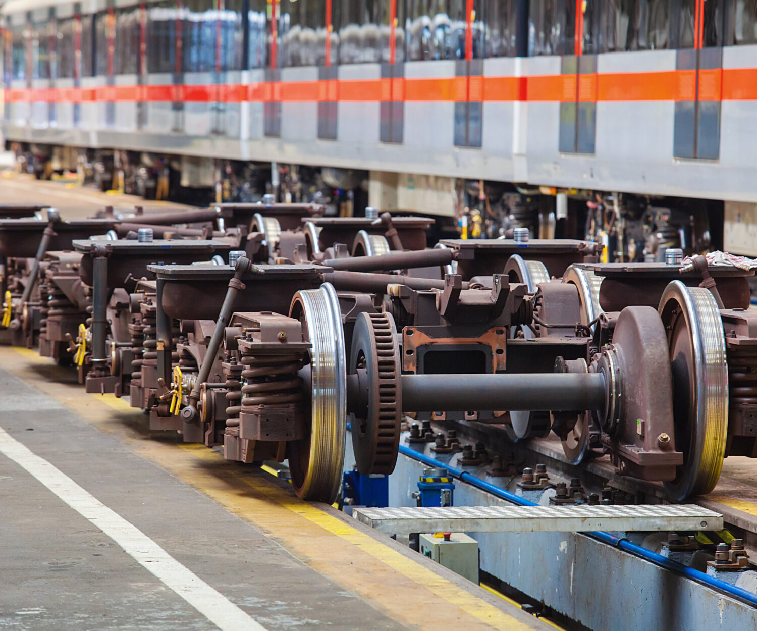 Undercarriages for maintenance of subway wagons in workshop of subway depot